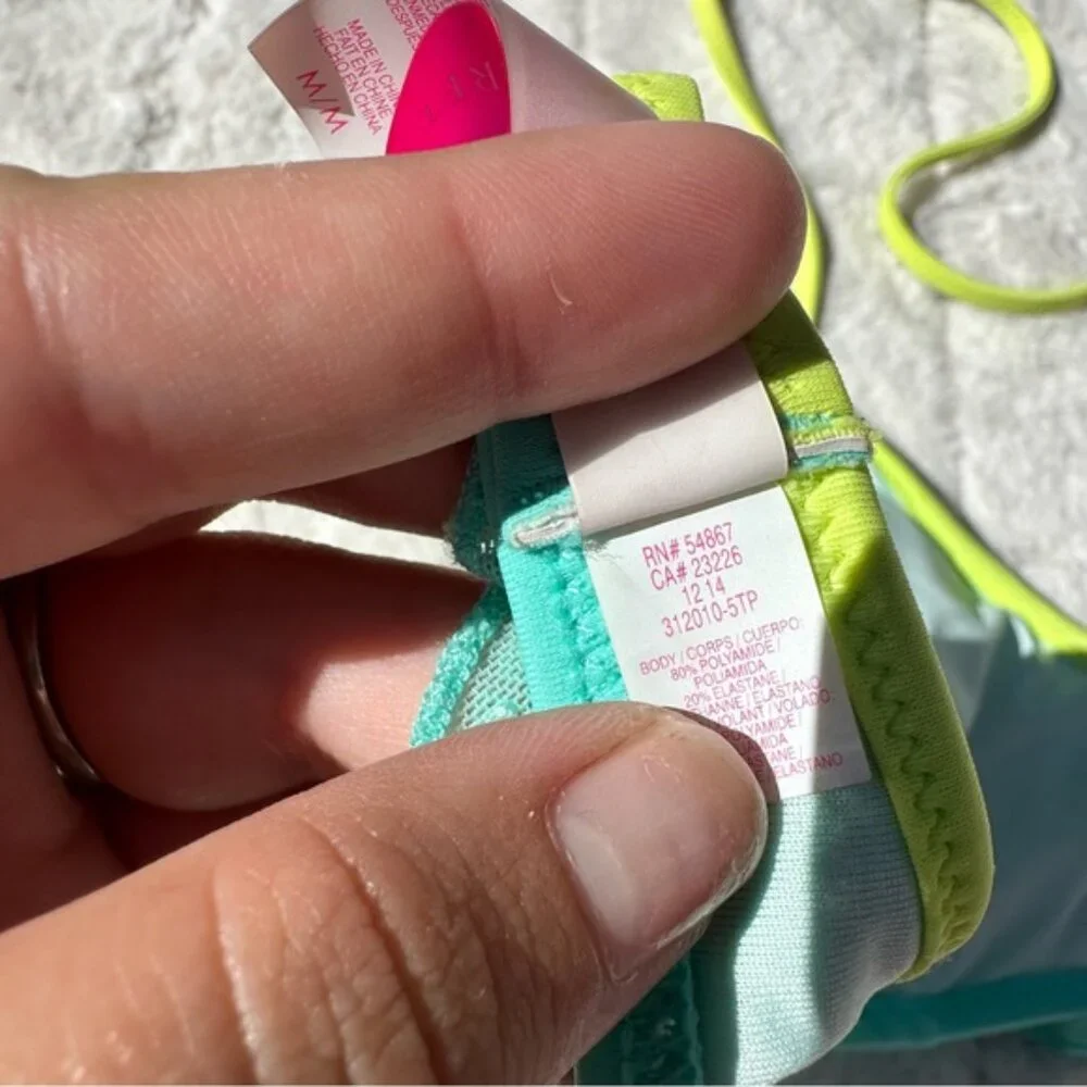 Victoria's Secret | Aqua Sequin Flounce Bikini Top | Size Medium